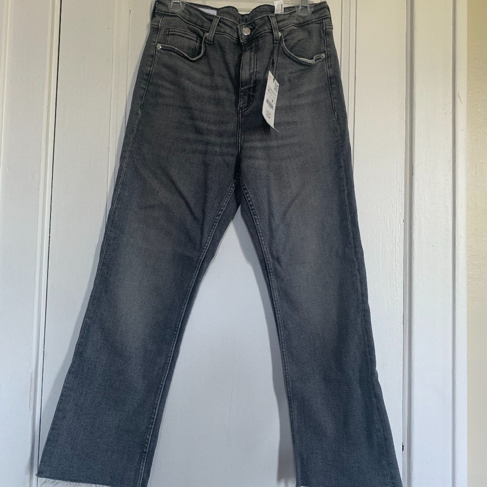 NWT Flared crop high waist jeans